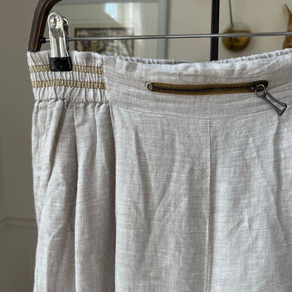 Yuvita Linen 100% Linen Wide Leg Cropped Pants Flax Color $100 M - Picture 2 of 8